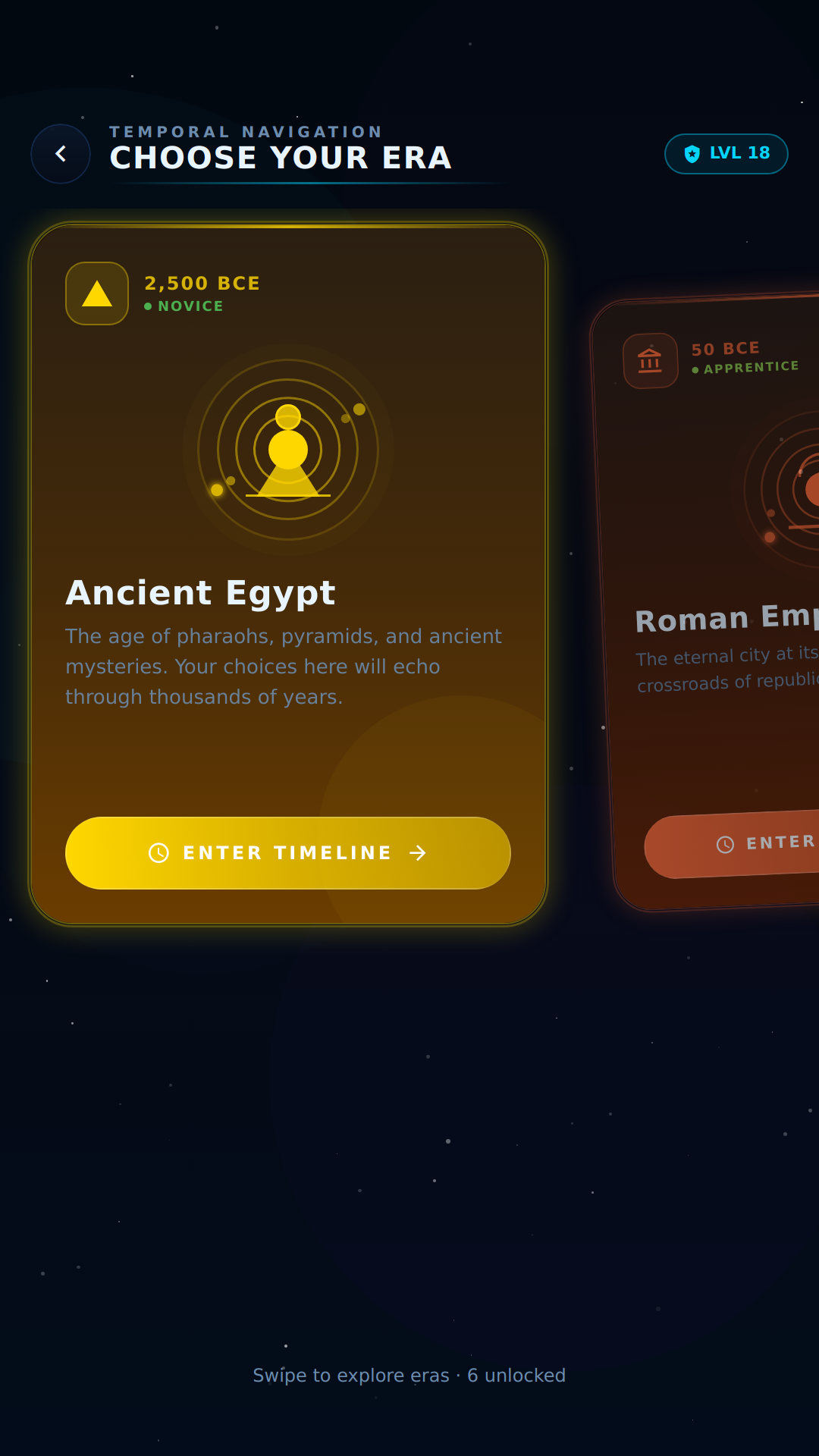 Historical era selection screen